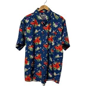 Dixxon Flannel Co Hawaiian Shirt Mens XL Blue Snap On Tools Limited Edition